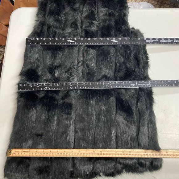 ORIGINAL USA B2B Faux Fur Hooded Vest Size Small/Medium Black‎ New Without Tags - Picture 4 of 8